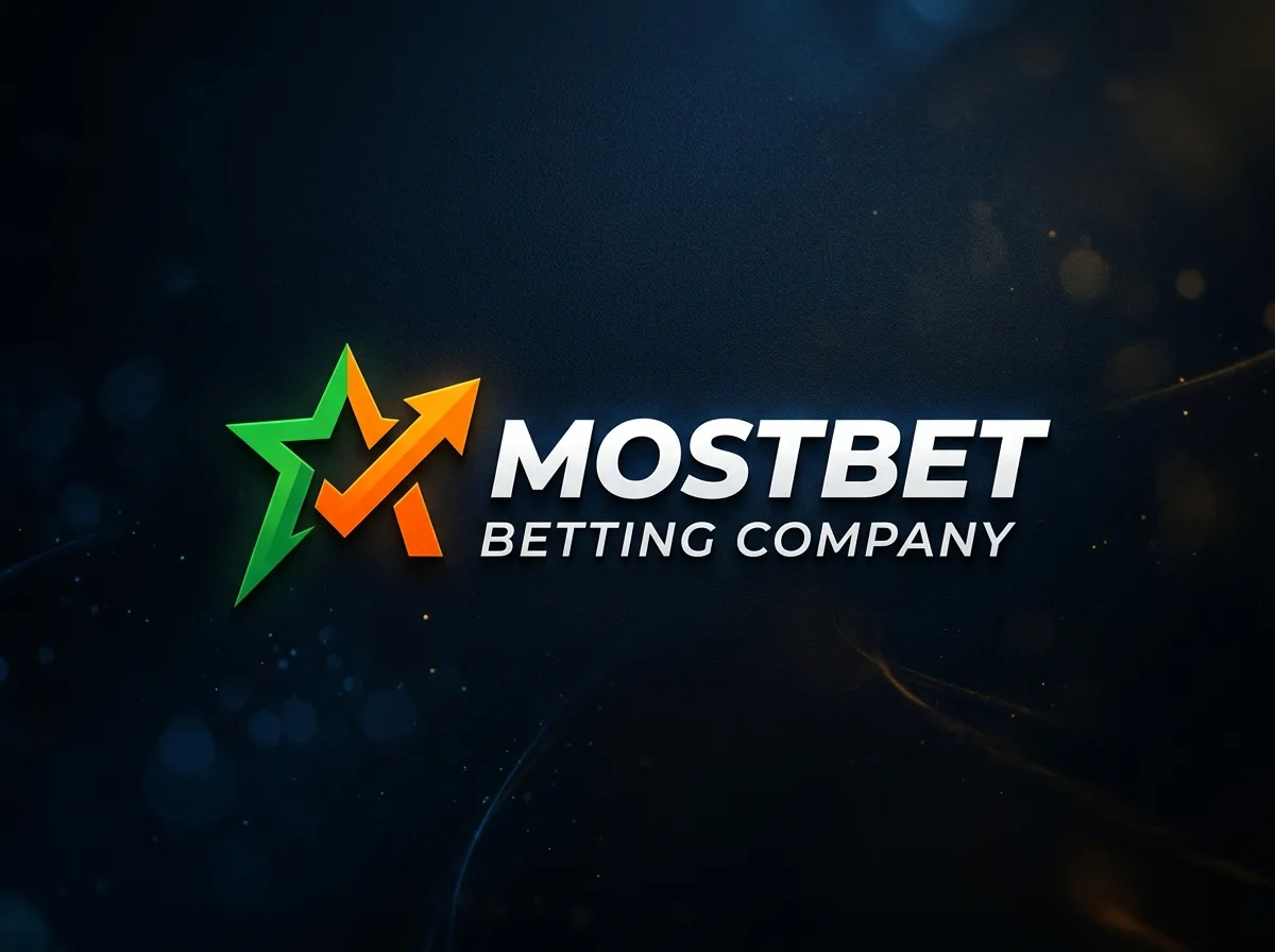Логотип Mostbet — официальный знак букмекерской компании на тёмном фоне
